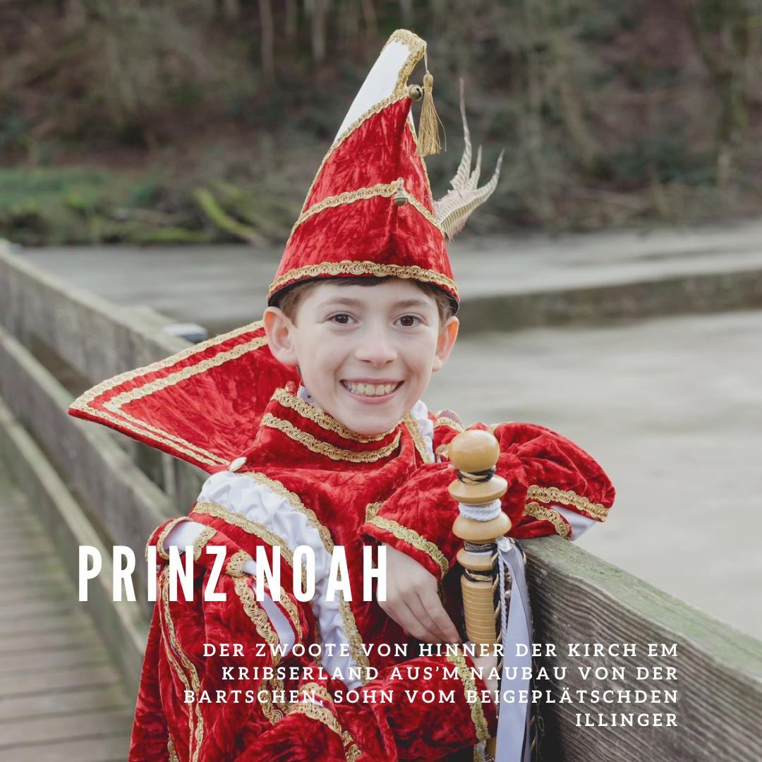Prinz Noah der Zwoote von hinner der Kirch em Kribserland aus'm Naubau von der Bartschen, Sohn vom Beigeplätschden Illinger